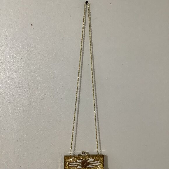 Vintage Y2K Gold Beaded Sequin Fairy 20s Art Deco Flapper Style Crossbody Bag - Picture 3 of 10